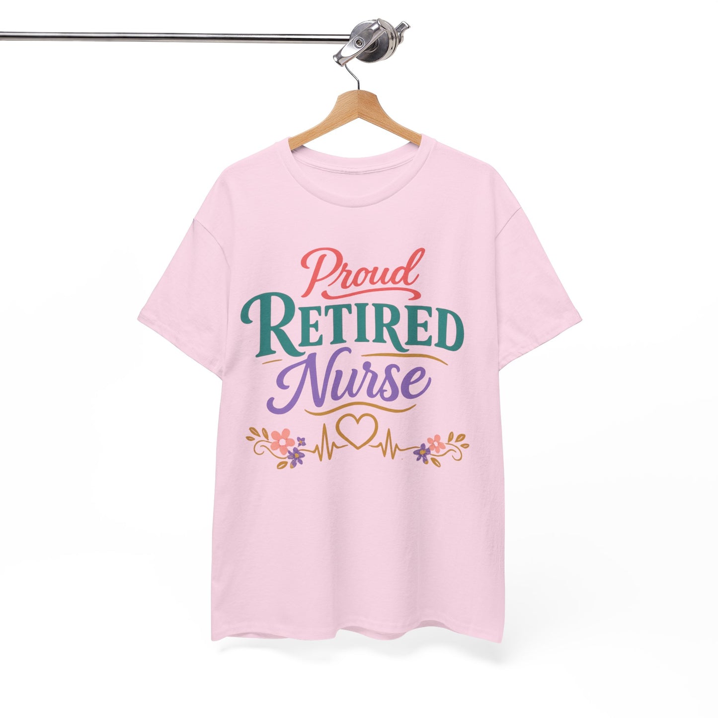 Proud Retired Nurse T-Shirt — Colorful Floral Retirement Tee for Nurses