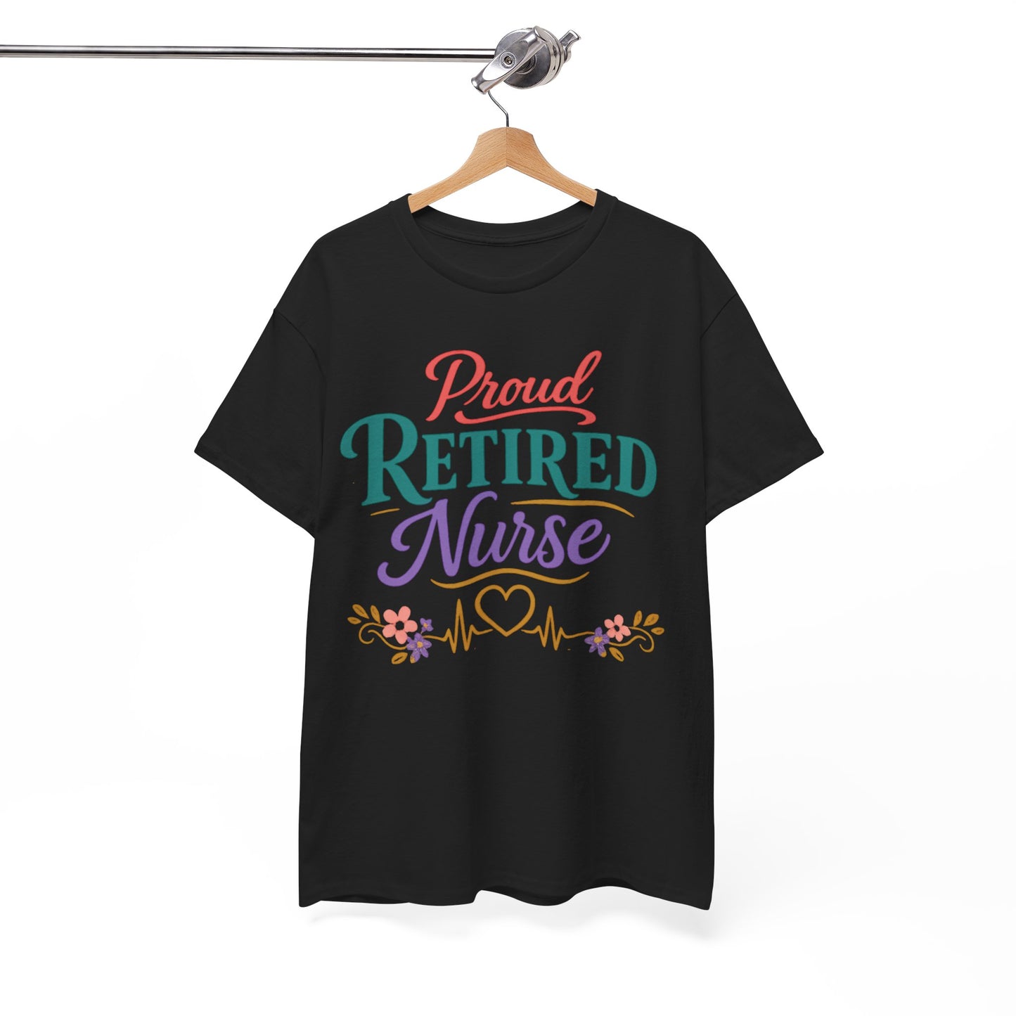 Proud Retired Nurse T-Shirt — Colorful Floral Retirement Tee for Nurses