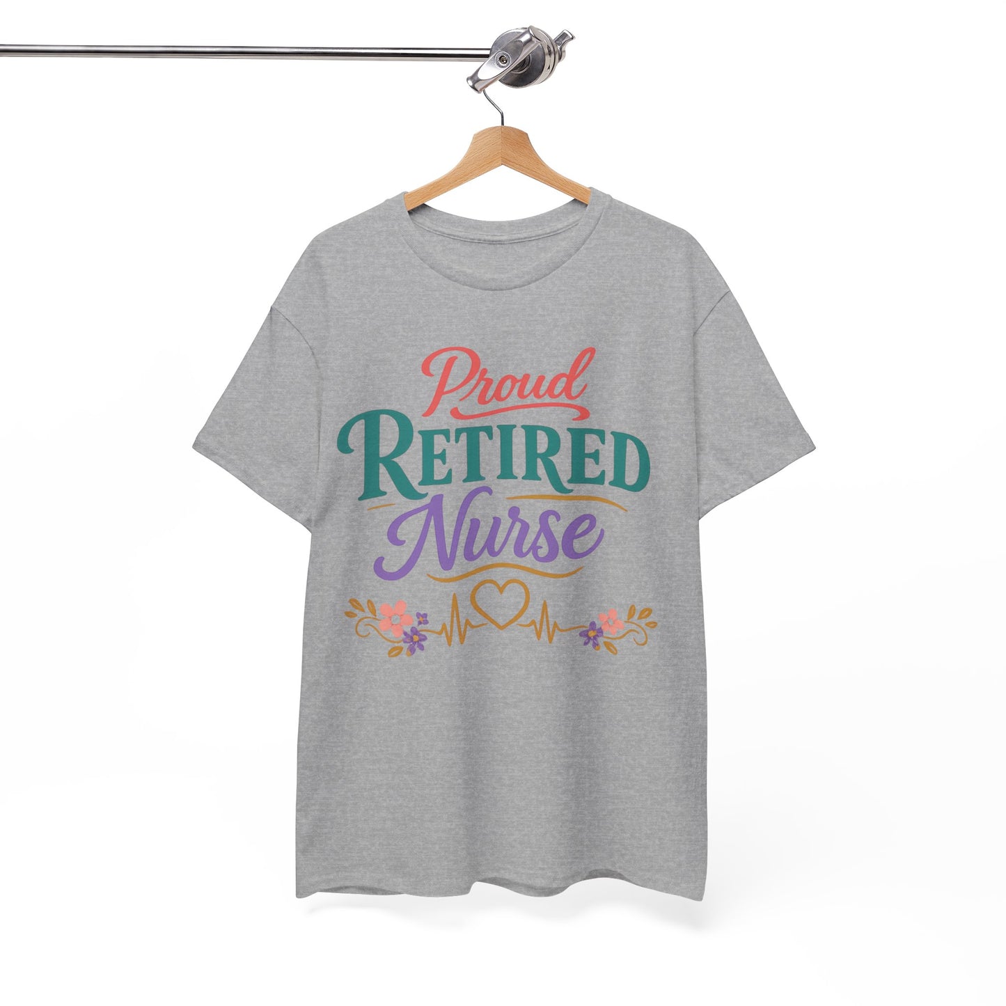 Proud Retired Nurse T-Shirt — Colorful Floral Retirement Tee for Nurses