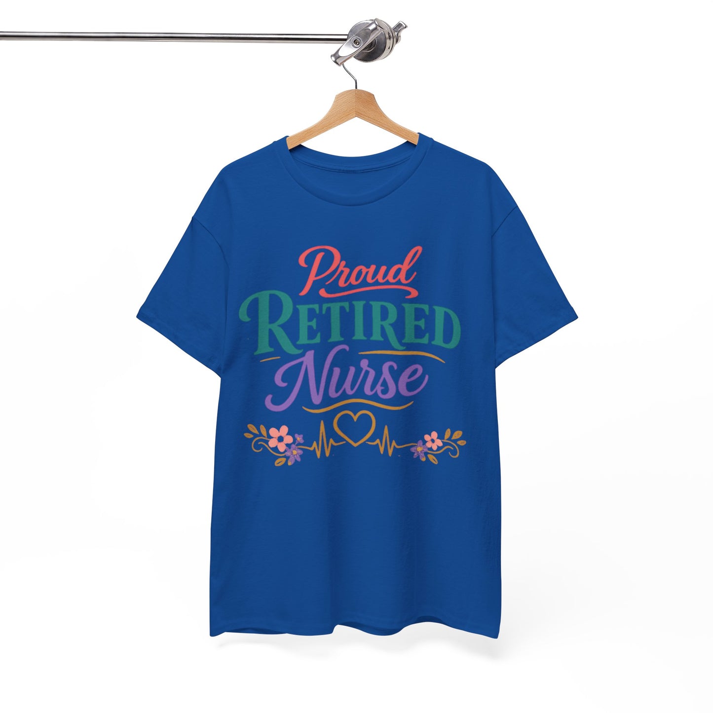 Proud Retired Nurse T-Shirt — Colorful Floral Retirement Tee for Nurses