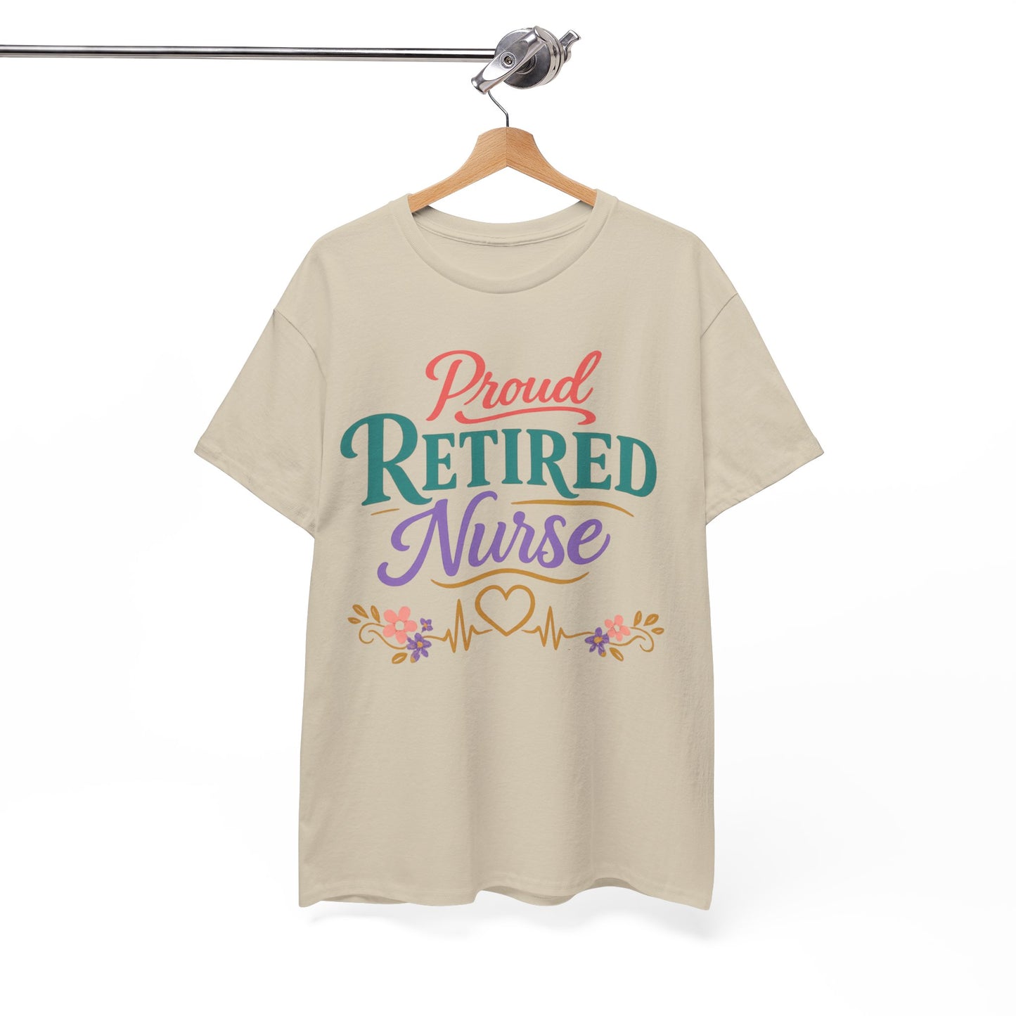 Proud Retired Nurse T-Shirt — Colorful Floral Retirement Tee for Nurses