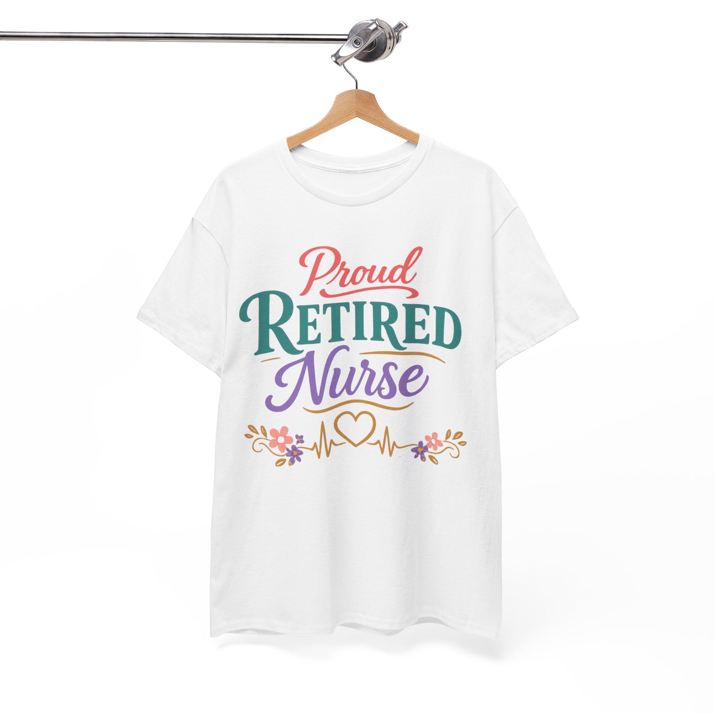 Proud Retired Nurse T-Shirt — Colorful Floral Retirement Tee for Nurses