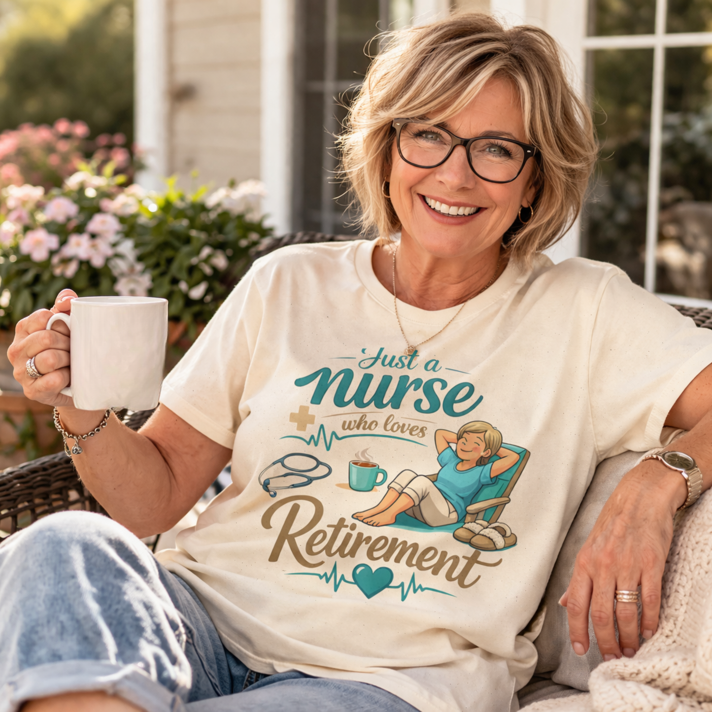 Retired Nurse Relaxing Tee — "Just a Nurse Who Loves Retirement" Retirement Gift Shirt